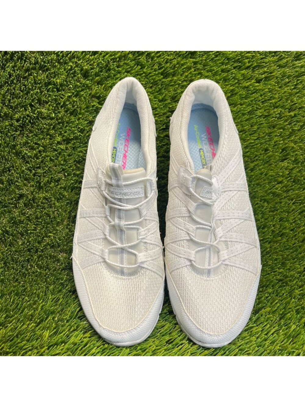 Skechers Summits Womens Size 6D White Silver Athletic Slip On Shoes Sneakers‎